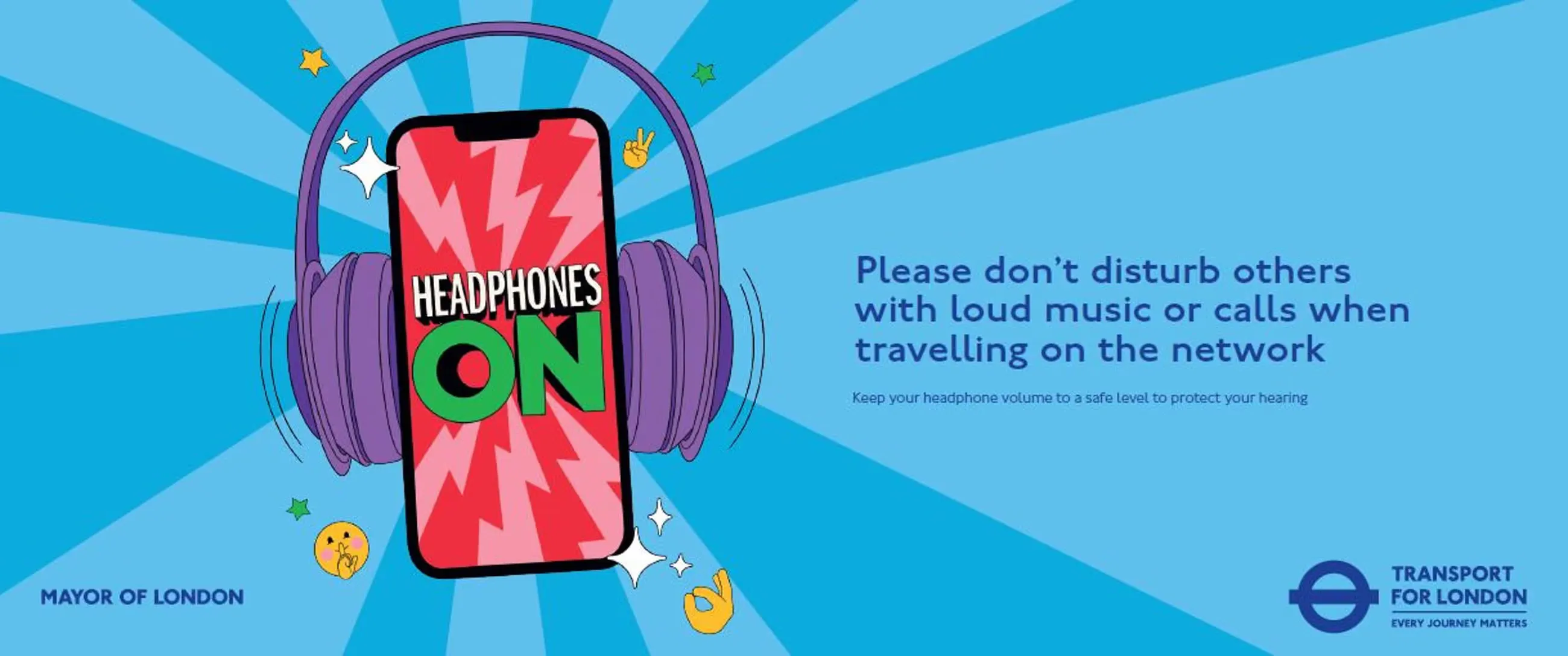 런던교통공사 Headphones On 캠페인 포스터