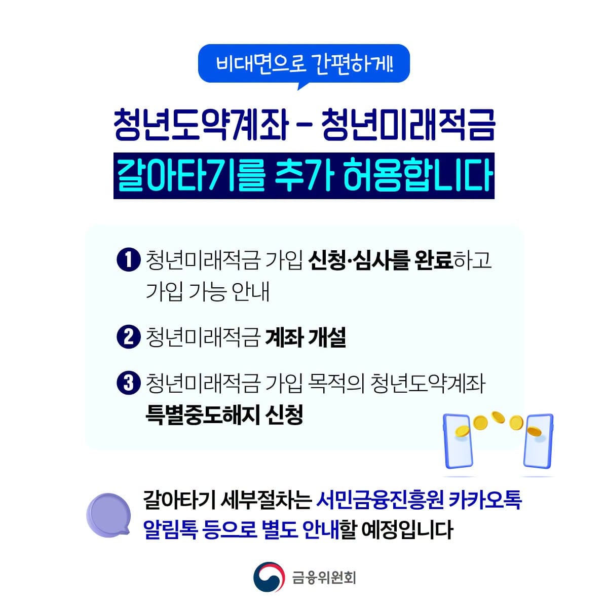 청년도약계좌에서 청년미래적금으로 갈아타는 절차 <금융위원회>
